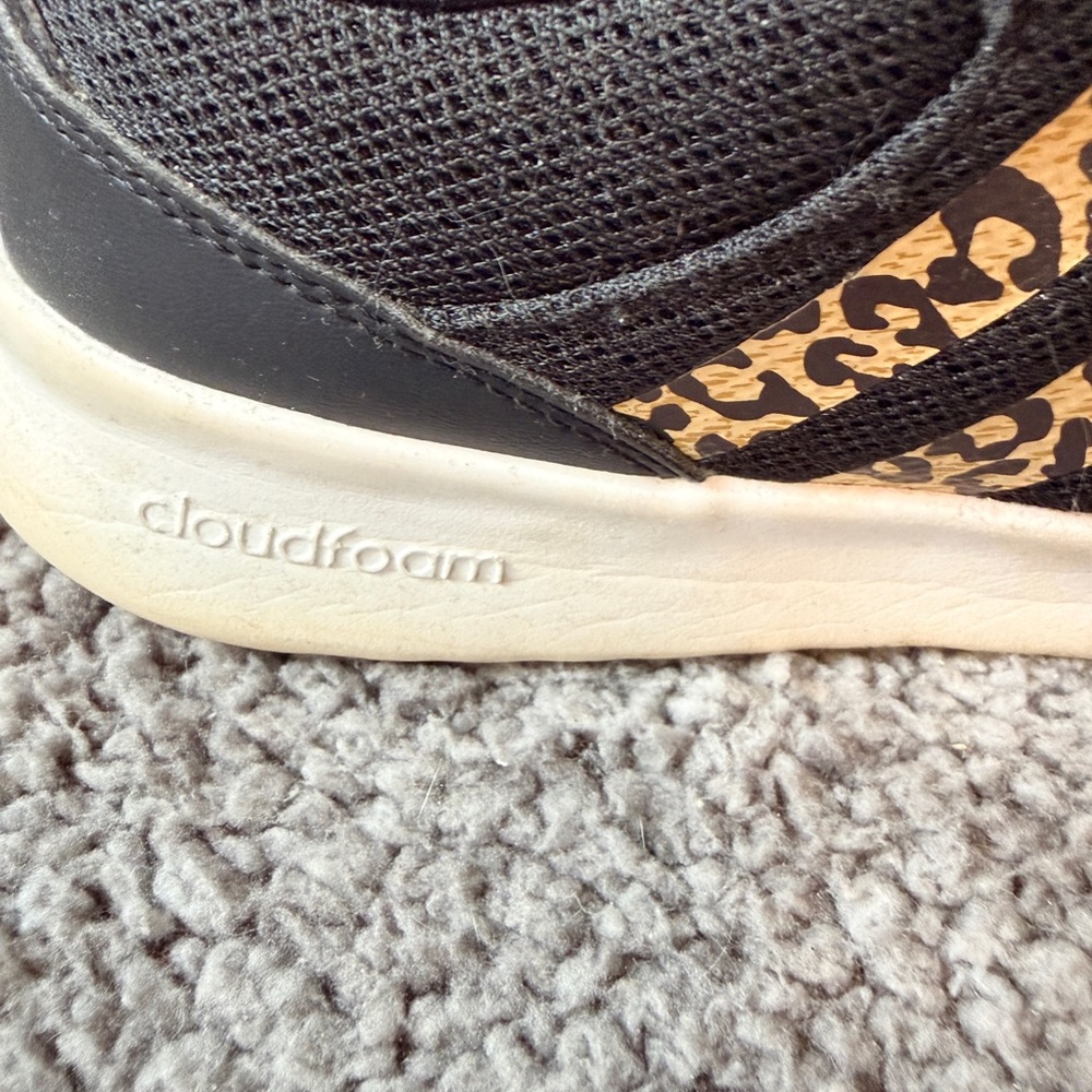 Adidas Cloudfoam Sneakers Womens 8 Black Leopard Stripe Running Shoes Comfort - Picture 3 of 11